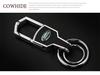 Diamond-Studded Metal & Leather Car Keychain with Double-Sided Logo