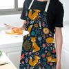 1Pcs Cute Fox Cat Pattern Apron, Waterproof Oil-proof Cotton Linen for Women Men Kids Kitchen