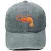 Neue Niedliche Orange Garnele Bestickte Baseballkappe Gewaschen Vintage Meeresbewohner Herren und Damen Lässige Sonnenschutzkappe