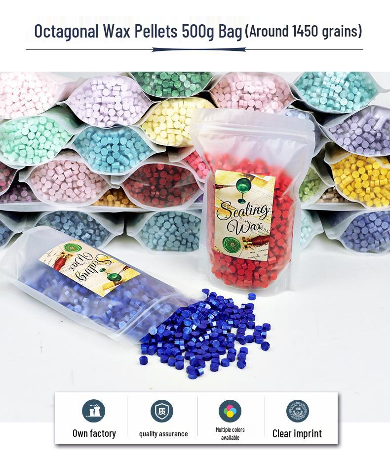 148 Pearlescent Octagonal Sealing Wax Beads - Mixable Colors, 500g Package