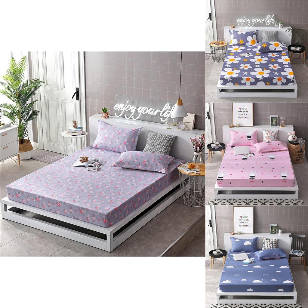 Luxurious Bedding Fitted Sheet Floral Flower Pillowcase Bed Cover With Elastic Cover