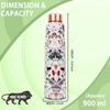 Copper Water Bottle - Multi Colored Ample Design, Leak Proof, Joint Less (900ml) for Ayurveda & Yoga