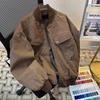 Chaqueta de Béisbol Retro de Pana para Hombre - Primavera/Otoño, Streetwear Casual Desgastado, Estilo Americano High Street.