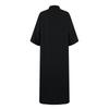 Women's Fashion Casual Button Cardigan Cotton And Linen Solid Color Dress With Pockets