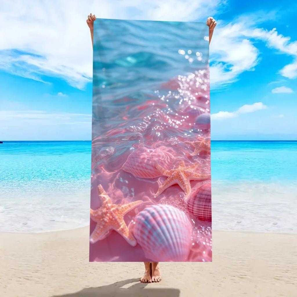3D Starfish Seashell Ocean Beach Towel Large Quick Dry Sand Free Bath Towels For Swimming Pool Travel Summer Vacation Gift