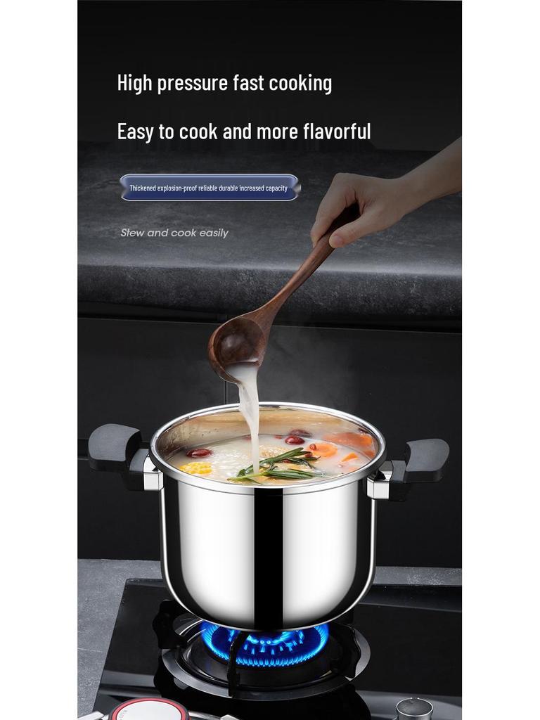 304 Stainless Steel Household Pressure Cooker, Explosion-Proof, Compatible with Induction & Gas Stoves, 4L & 6L, Serves 3-4 People