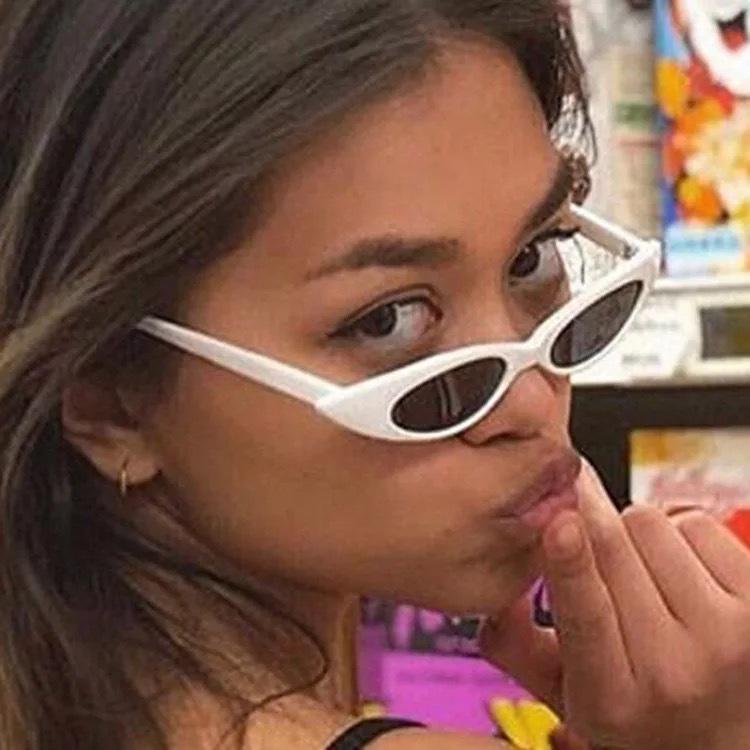 European Unisex retro small elliptical Sunglasses small frame Cat Eye Sunglasses men and women's glasses