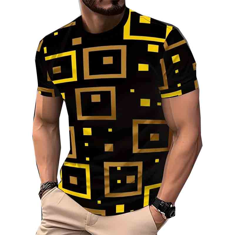 

Men s Fashion 3D Printed Men s T-Shirt Crew Neck Short Sleeve Summer Crew Neck T-Shirt Casual Wear Polyester Fiber Regular S чёрный