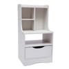Wood End Table with Storage Shelf Drawer Nightstand Side Table Cabinet Bedside Furniture for, Bedroom, Living Room, Home White