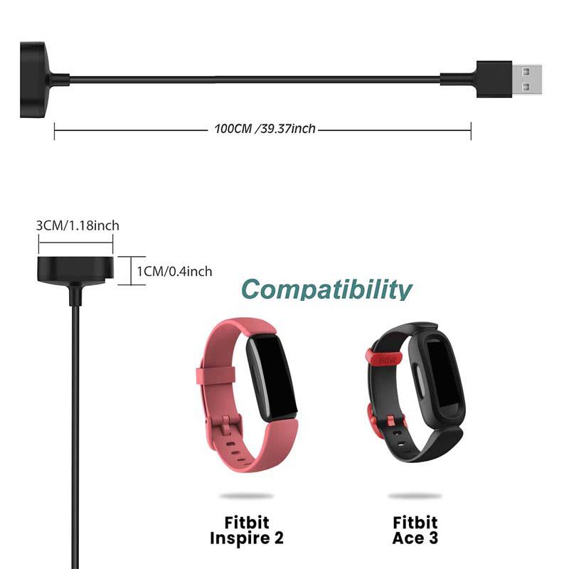 Für Fitbit Inspire 2 USB-Ladegerät Smartwatch-Ladegerät Schnellladegerät Fitness-Tracker Ersatzladegerät 1 m