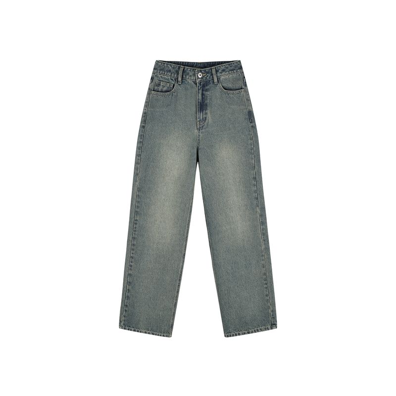 

All Year Round Version Washed Combed Cotton Denim Regular/Extended Version Hip Withdraw Slim Fit Micro Cocoon Shaped Narrow Loose Pants [Regular version] do old gray blue S