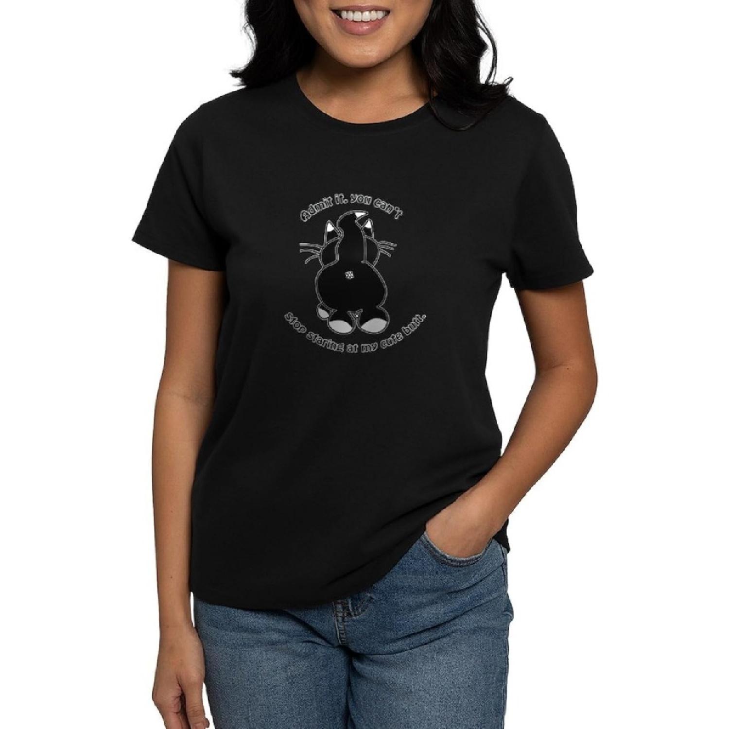 CafePress Admit It Cat Butt T Shirt Womens Cotton Dark Graphic T-Shirt S
