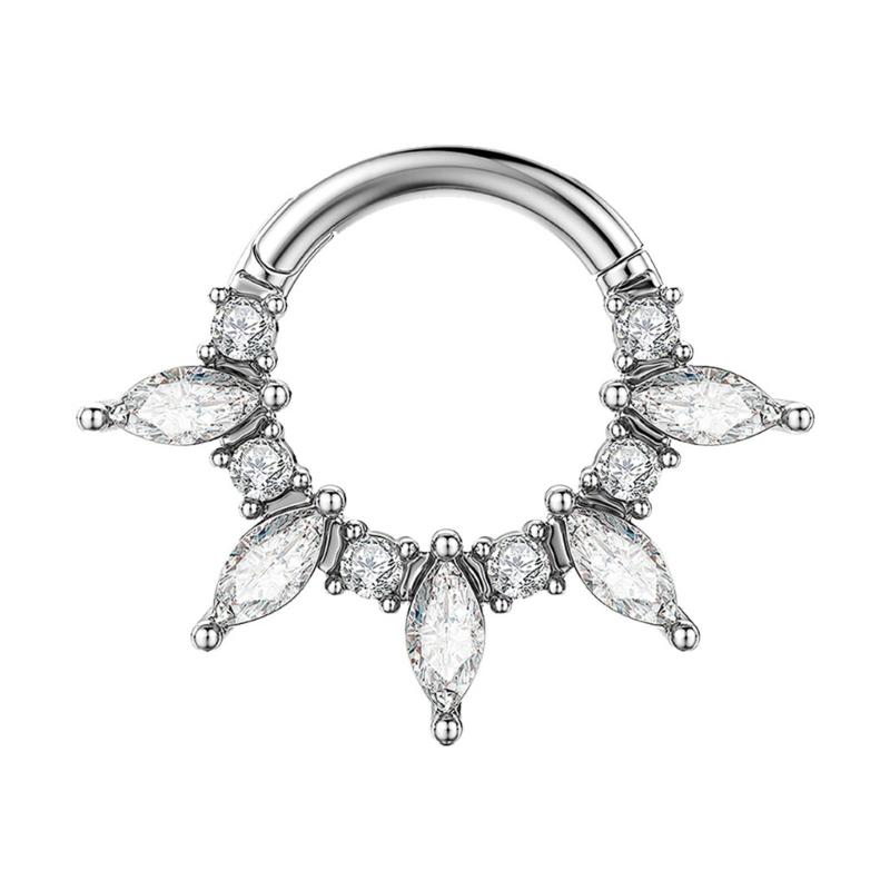 Fashionable Crystal Nose Piercing Ring Jewelry Stainless Steel Accessory for Ear Cartilage Music Festival Accessories