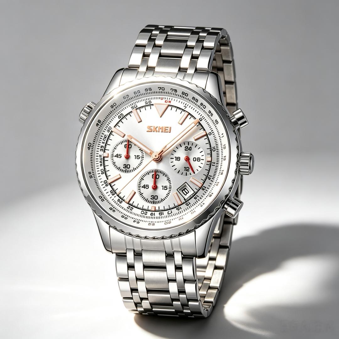 Men s Quartz Watch SKMEI Chronograph Stainless Steel 30M Waterproof 9333