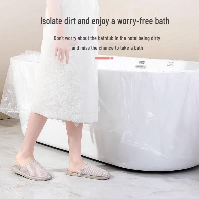 Thickened Disposable Bathtub Soaking Bag - Plastic Bath Cover for Home & Travel Use