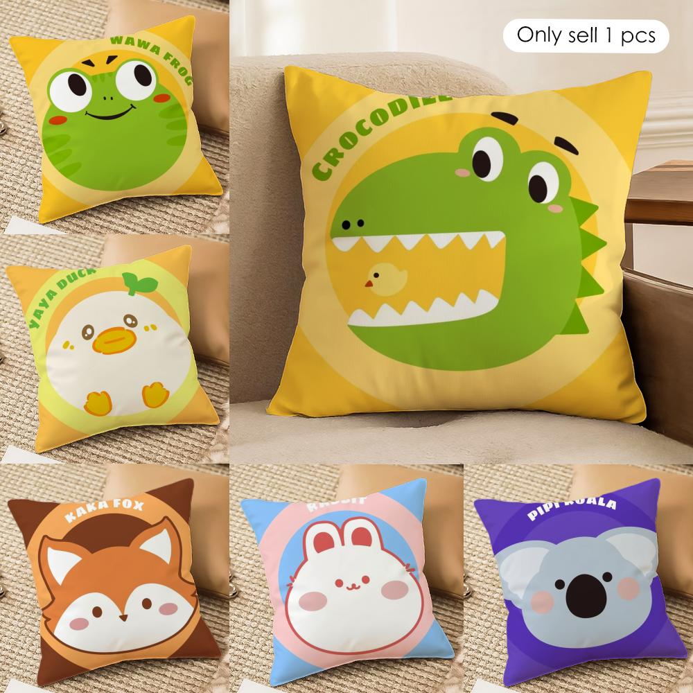INS Cute Animals Cushion Cover Soft Plush Fabric DoubleSided Printed Cushion Covers for All Seasons Modern Home Decor