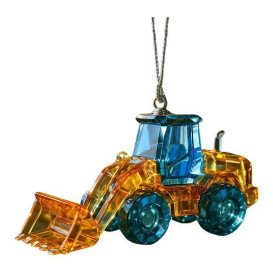 Faux Crystal Construction Truck Ornament Christmas Tree Colorful 2D Flat Acrylic Construction Vehicle Hanging Decoration Pendant
