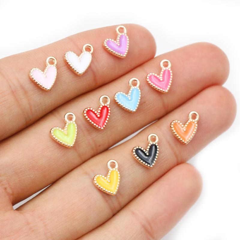 30-50Pcs 9x10mm/15x13mm Small Alloy Heart Charms Cute Love Pendants For DIY Bracelet Necklaces Jewelry Making Accessories