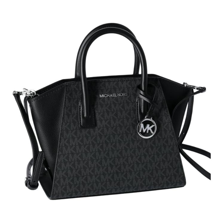 Michael Kors Avril Canvas Shoulder Bag, Crossbody Bag, Handbag Small Unisex Black 35F4S4VS1B-BLACK