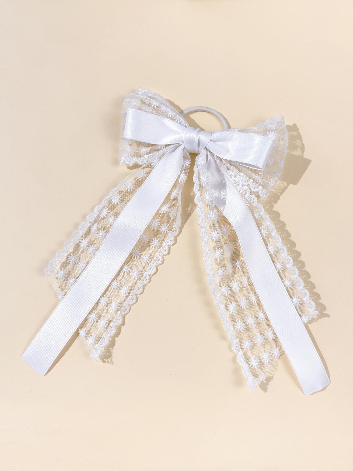 

Большой кружевной бант, лента, повязка на голову, собранные волосы, резинка, французский элегантный и высококлассный аксессуар для волос