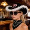 3Pcs Western Outfits Cowgirl Hat Bandana Western Cowboy Costume Accessories for Halloween Party Dressing Up Pretend Play