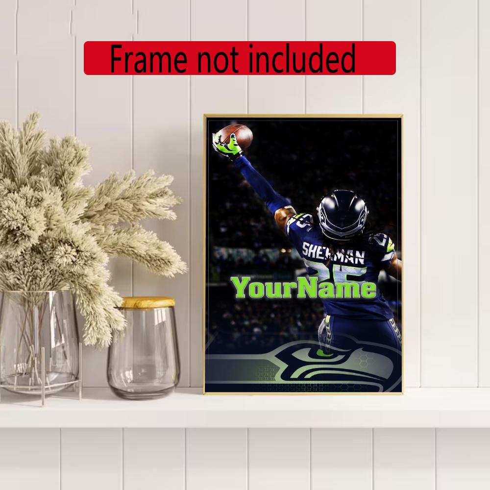 Seattle Seahawks Customize Text Diamond Painting Round Diamond Mosaic Suitable For Beginners Diamond Painting Rhinestones Gift Frameless