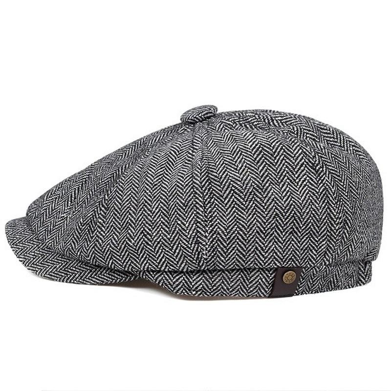 Men's Flat Top Ivy Gatsby Driving Cap Autumn Winter Fashion Newsboy Octagonal Hats