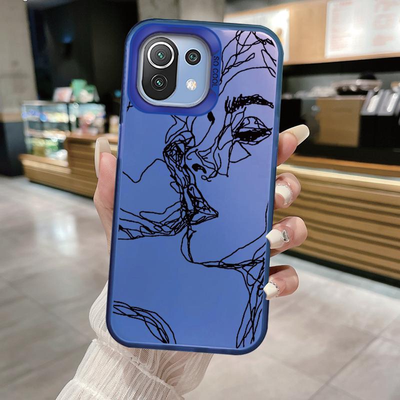 Smiling Face Case For Xiaomi Mi 11 Lite 5G NE 13T PRO 14T Redmi A5 A1 A2 9A Poco C71 Shockproof Hard Back Cover Line Art Sketch