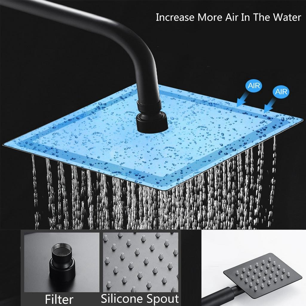 Bathroom Shower Faucet Set Matte Black Wall Mount Rainfall Shower Mixer Tap Bathtub Shower Mixer Tap 3-way Shower Mixer