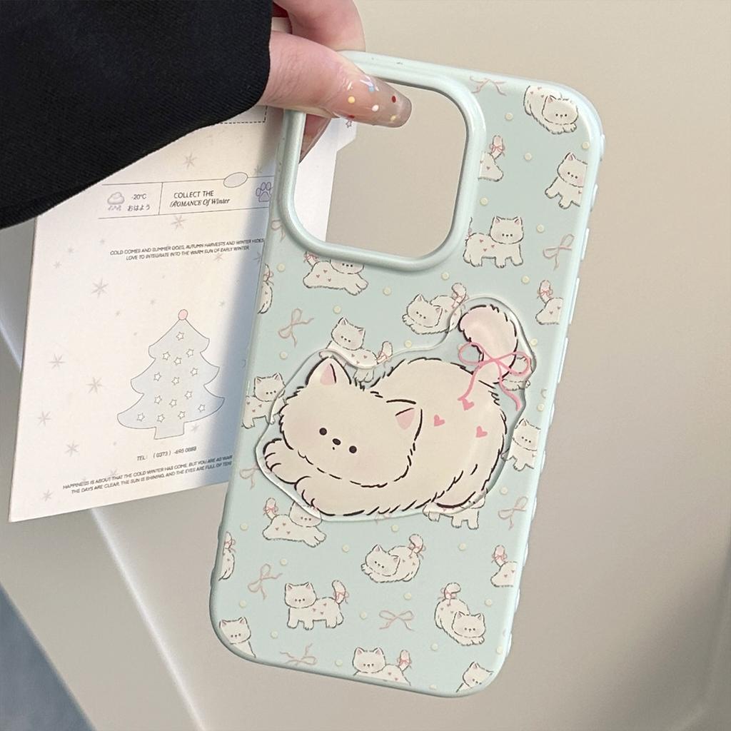 Girls' Heart Cartoon Suitable for Apple 16 Promax Mobile Phone Case IPhone 17 Three-dimensional Cat 15 Full Cover 13 Anti-fall