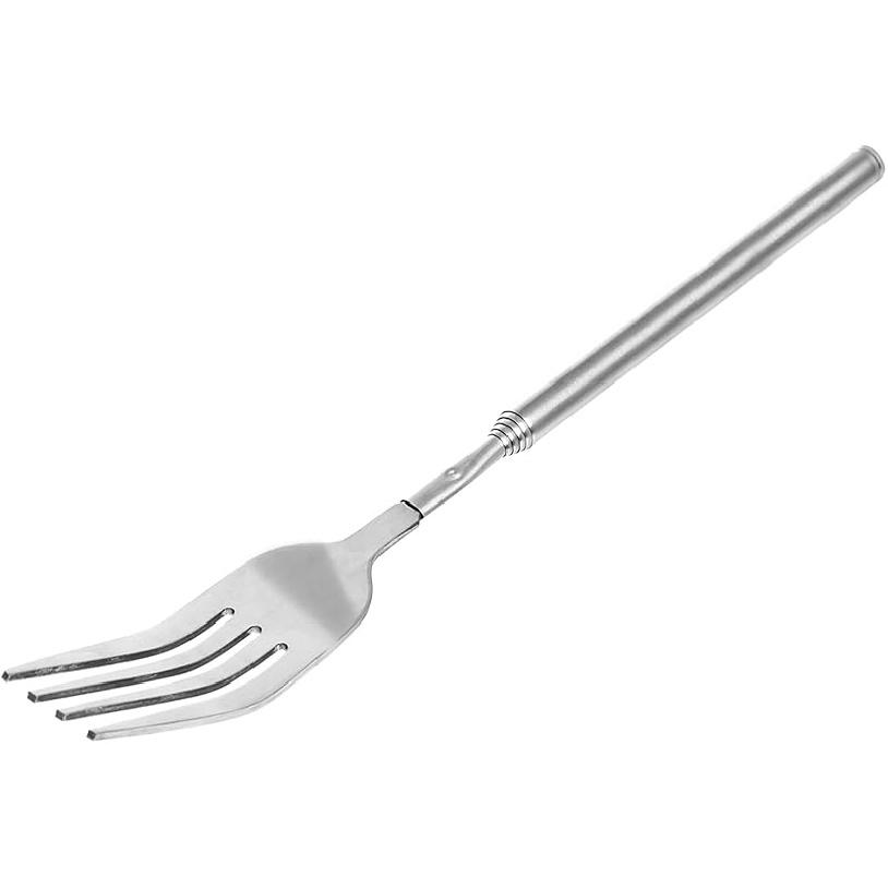 Lystaii Stainless Steel Telescopic Fork Extendable Dinner Fruit Dessert Long Handle Long Stainless Steel Retractable Fork Sturdy 1