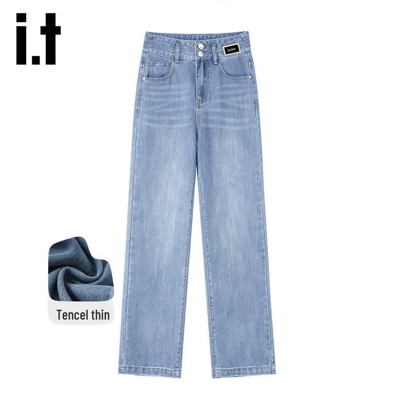 Izzue IT Women s American Retro High-Waist Wide-Leg Lyocell Denim Pants M
