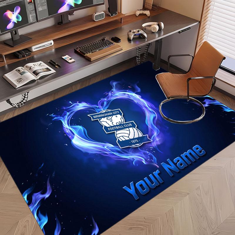 Custom Rug BIRMINGHAM CITY Pattern Print Name Text Soft Non‑Slip Floor Carpet for Home Indoor Decoration