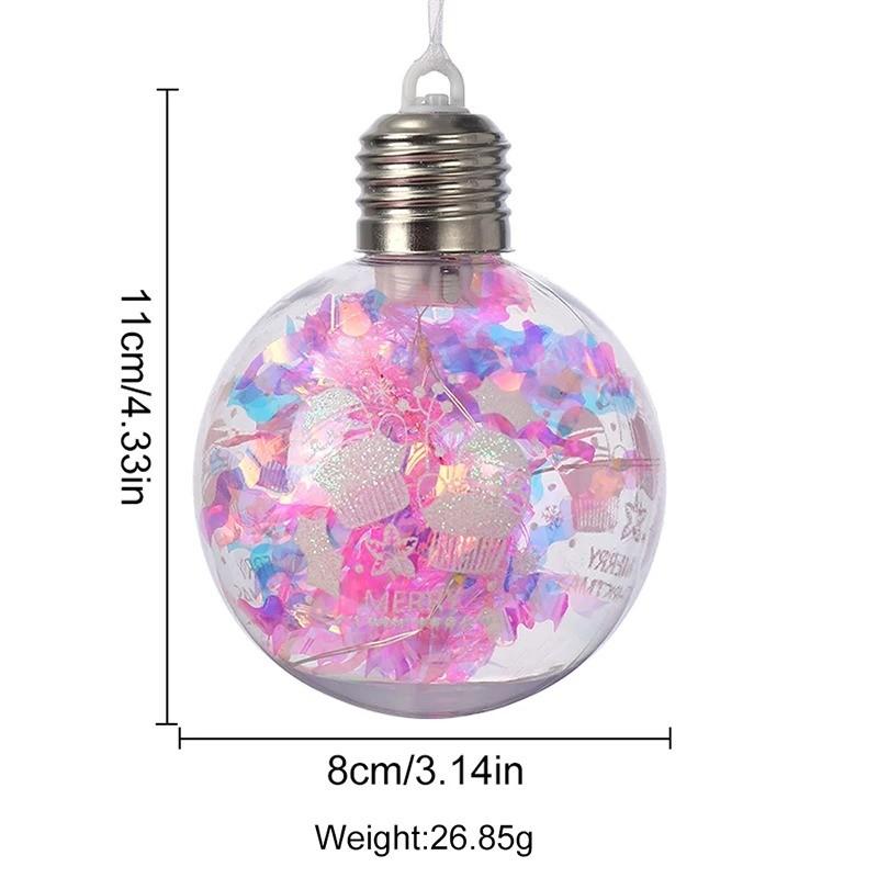 

Рождественские светящиеся шары-украшения Светодиодные светящиеся шары Подвеска для украшения рождественской елки Новый год Навидад Декор Подарки 1Pcs розовый