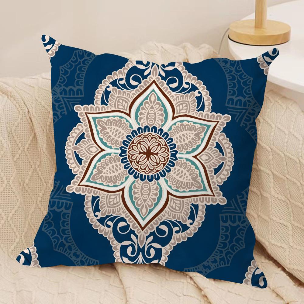Indonesia Batik Design Cushion Cover Soft Plush Fabric Double-Sided Printed Sofa Cushion Cover for All Seasons Home Decor Gift