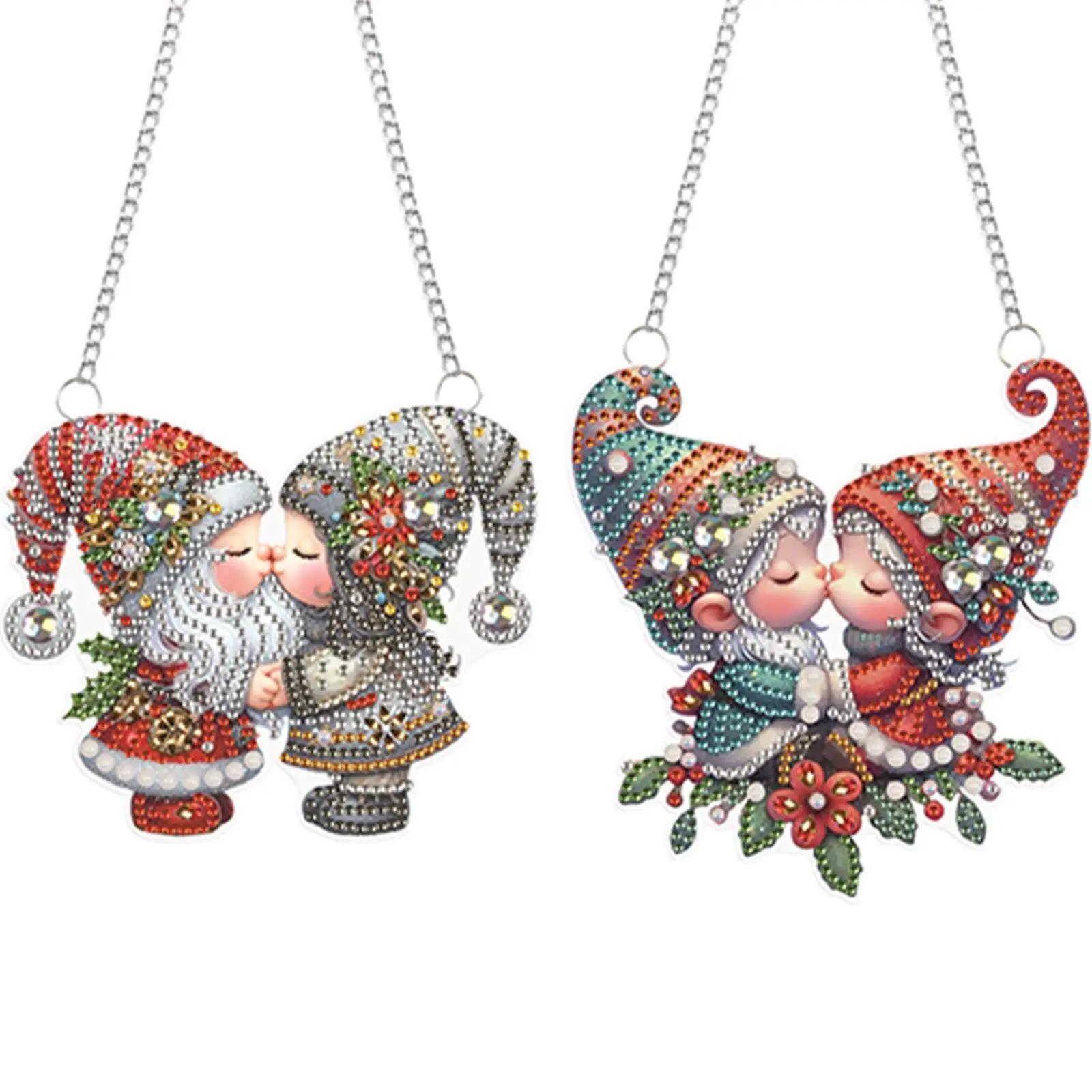 

2pcs Gnome 2D Flat DIY Special Shape Hanging Diamond Art Kits Diamond Art Pendant Wall Decor for Home & Windows