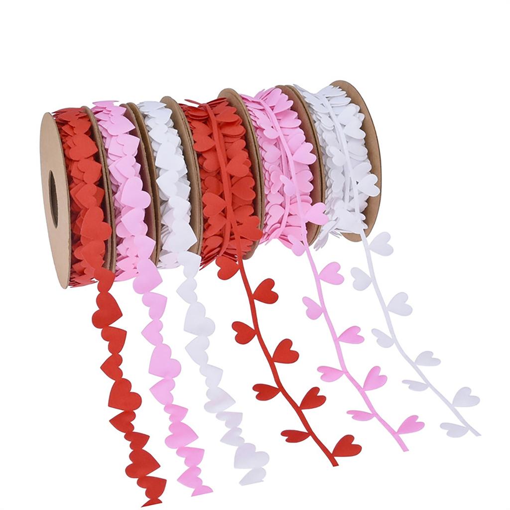 Set Of 3 Colorful Silk Ribbons for Gift Wrapping Love Heart Embossing Polyester Ribbon Wedding Party Decoration