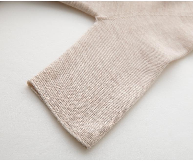 Women's 18-Gauge Fine-Spun Yangtze Yarn 100% Wool Mid-Sleeve Spring Slim-Fit Base Layer Top
