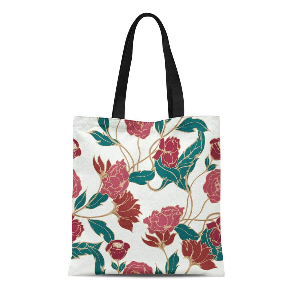 floral reusable grocery bags