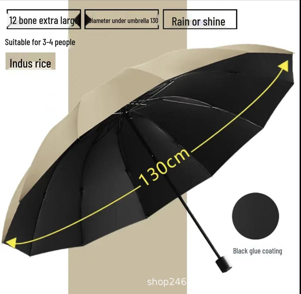 Twelve-Bone Large Folding Men's Umbrella with Custom Logo for Rain or Shine, Dual-Use Sunshade and Parasol.