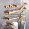 Stainless Steel Bathroom Five-Piece Set: Square Towel Rack, Shelf, Ring, Hook - Nail-Free Installation