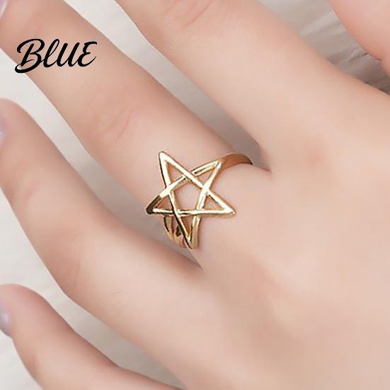 Hollow Star Shape Finger Ring Thumb Adjustable Opening Design Titanium