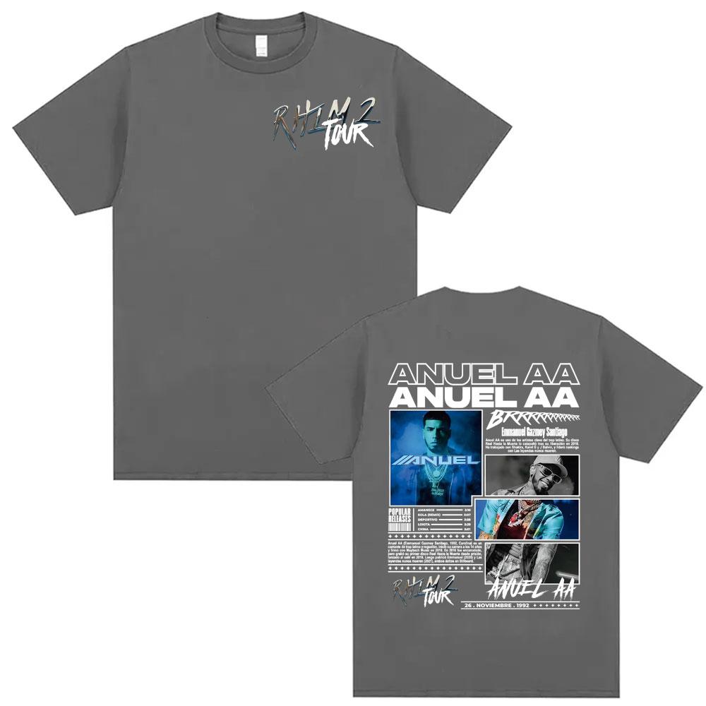 Rapper Anuel AA Rhlm 2 Album 2025 Tour Tshirts Unisex Women Fashion Hip Hop Gothic Clothes T Shirt Short Sleeve Tshirt Streetwear
