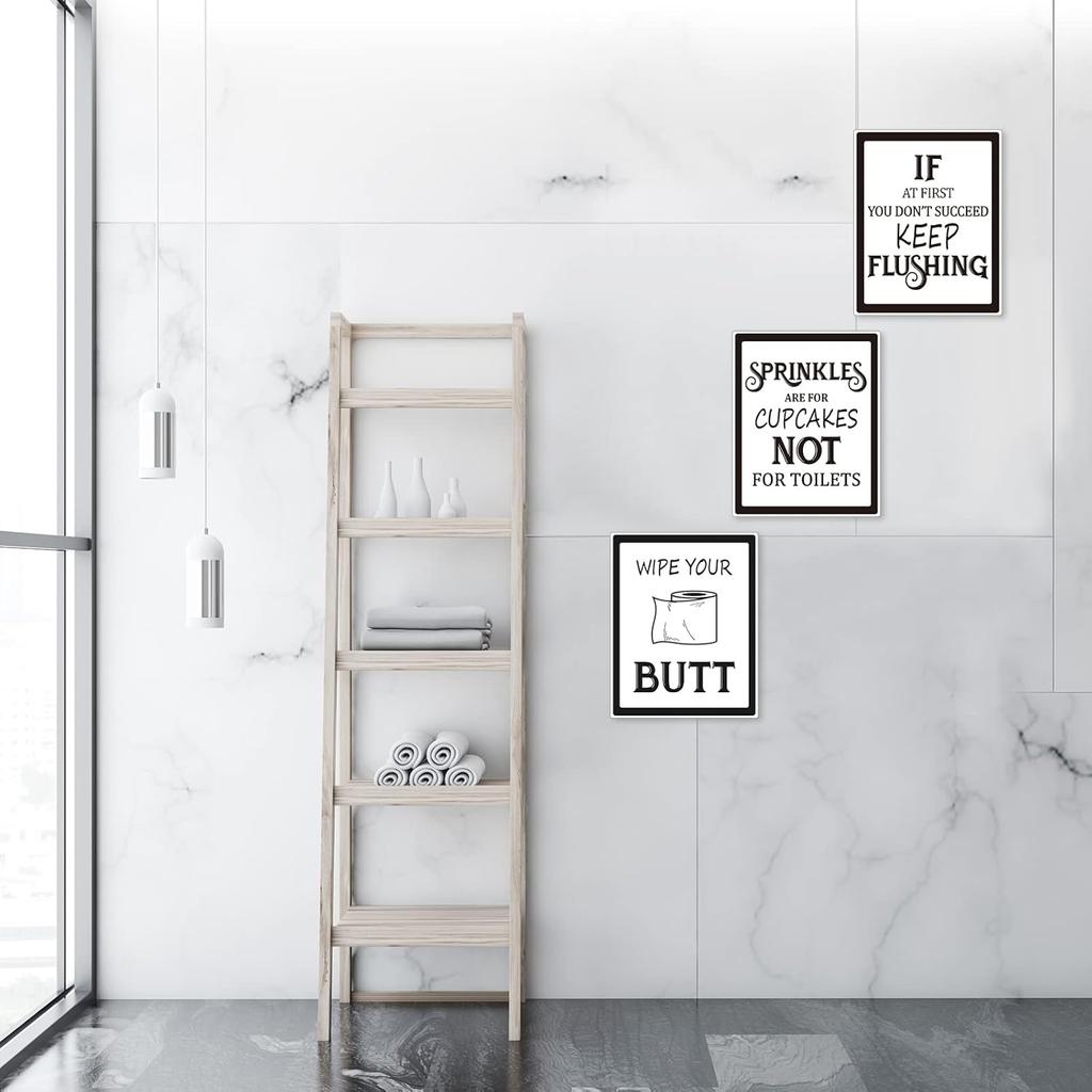Zonon 9 Pieces Bathroom Wall Decor, Funny Vintage Bathroom Signs Washroom Quotes Sayings Art Prints Washroom Posters for Wall Restroom Toilet