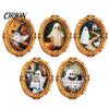 Magnetic Ghost Picture Frames Vintage Halloween Fridge Magnet, Retro Gold Frame Refrigerator Decoration Decorations with Strong Adsorption for Kitchen