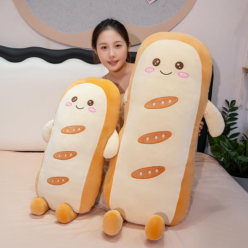 Creative Soft Toast Bread Throw Pillow Plush Toy Bread Doll Girl Sleeping Leg Long Pillow Rag Doll