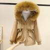 Winter Übergröße Baumwollkleidung Damen Kurz Faux Fur Parker Kleidung Taille Baumwollmantel