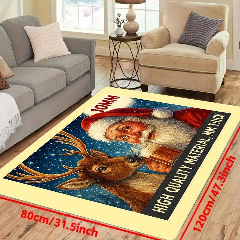 1Pcs Anti Fatigue Kitchen Rugs,  Santa Claus ReindeerPrint Waterproof Non-Slip Thick Cushioned Kitchen Mat Heavy Duty Comfort Standing Mat for Kitchen