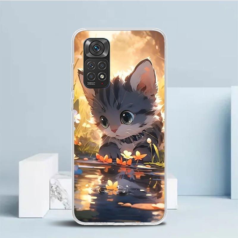 Cartoon Cute Cat Fish Aesthetic Phone Case For Xiaomi Redmi Note 15 14 14S 13 12S 12 Pro Plus 11S 11 11T 11E 10S 10 + Soft TPU B