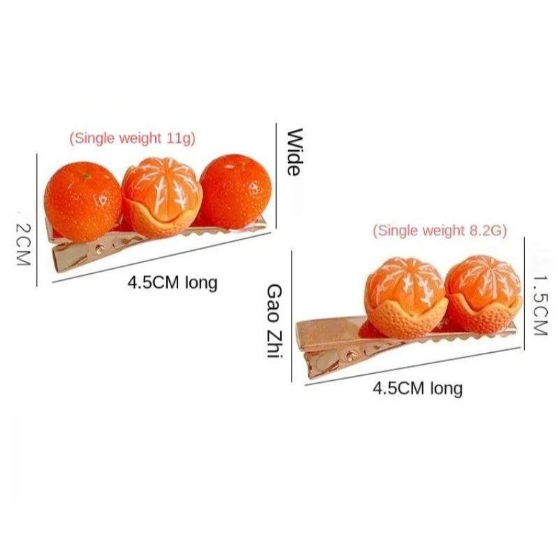 Creative fun half-peeled orange hairpin cute girl side clip Japanese fruit word clip duckbill clip net red hair accessories